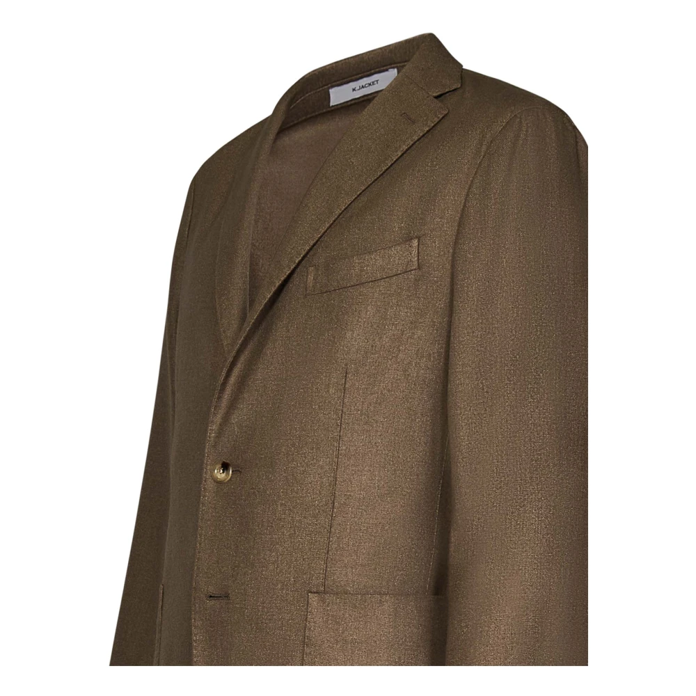 Boglioli Bruine Wolblend Single-Breasted Blazer Brown Heren