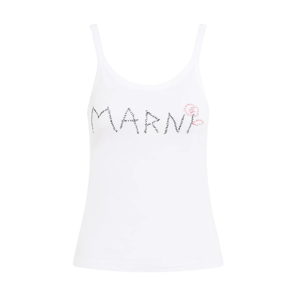 Marni Wide Neck Tank Top in Lily White Dames
