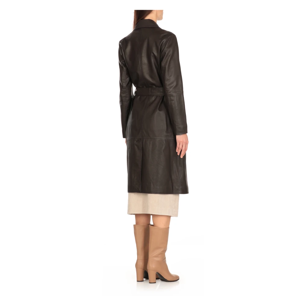 Antonelli Firenze Bruine leren jas met reverskraag Brown Dames