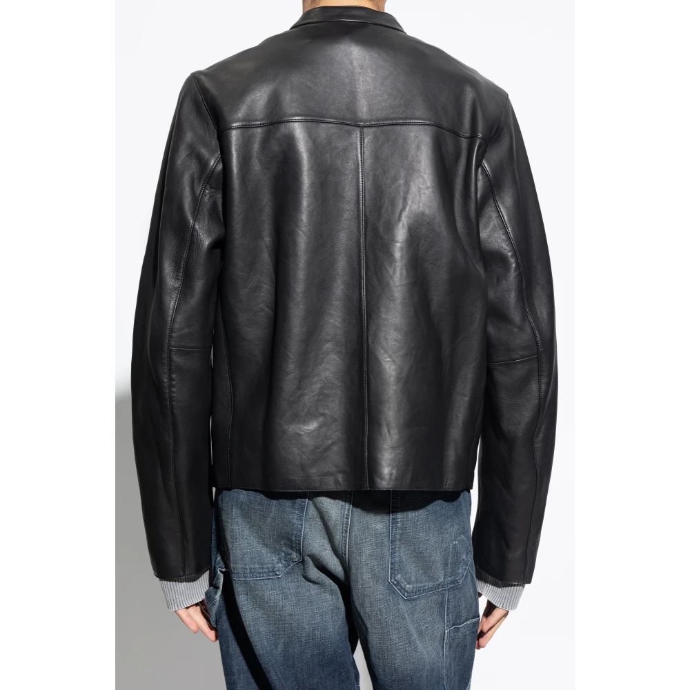 Diesel Leren jas L-Met-Vert Black Heren
