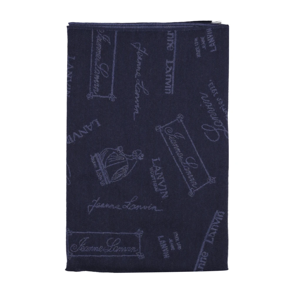 Lanvin Blå Logo Fringed Scarf