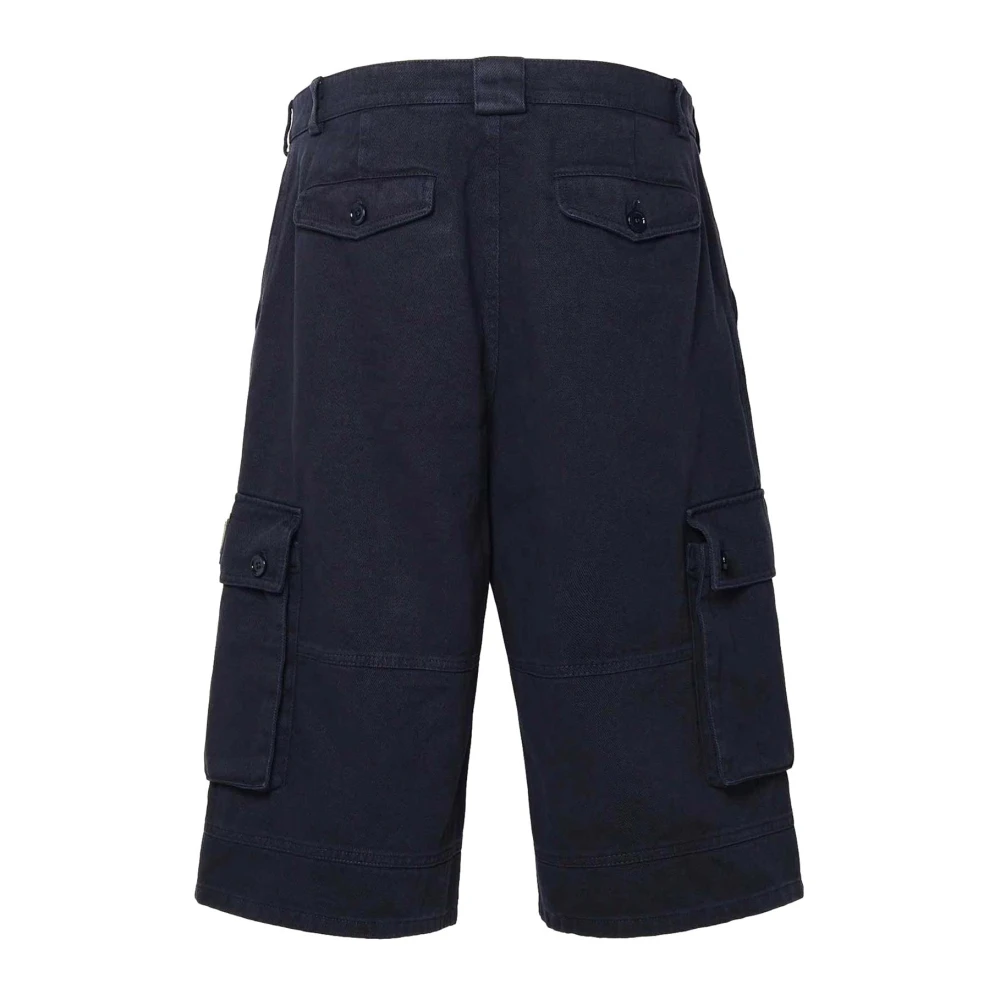 Dolce & Gabbana Cargo Bermuda Shorts met Plaque Blue Heren