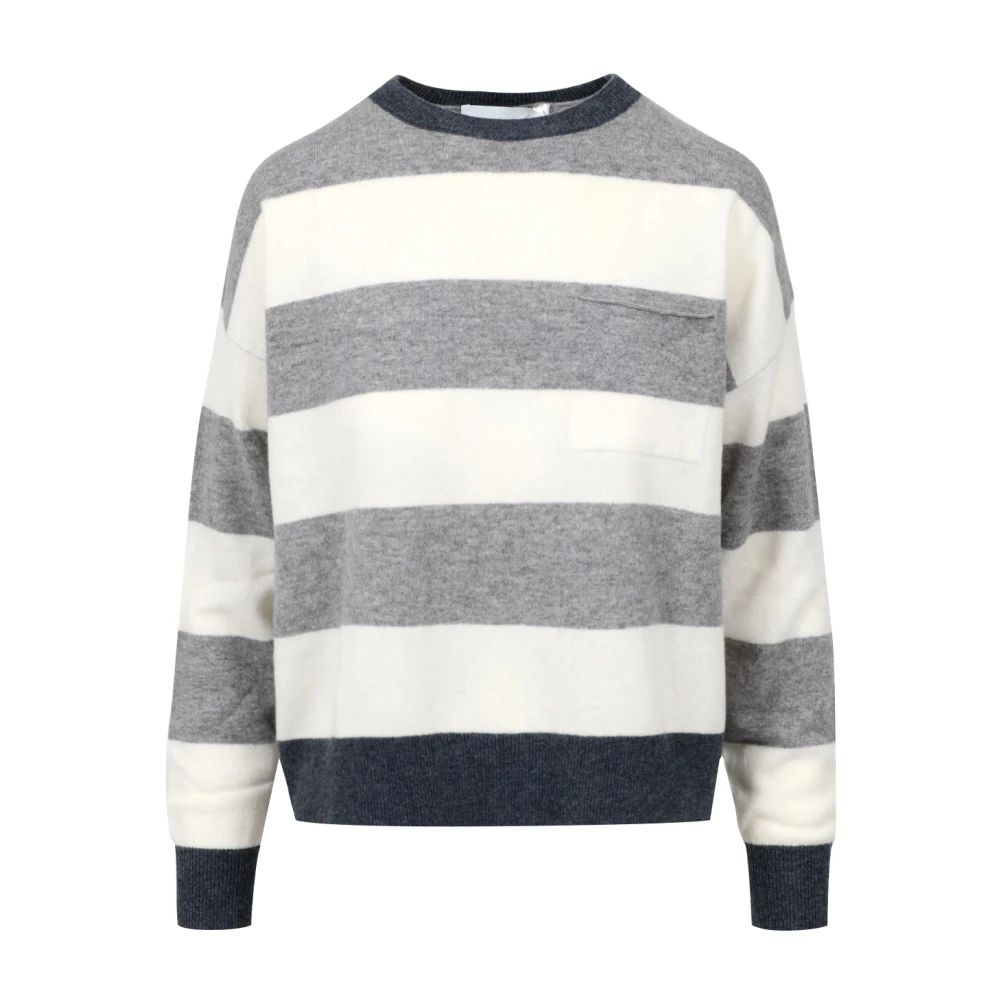 Kaos Gestreepte wollen trui met ronde hals Gray Dames