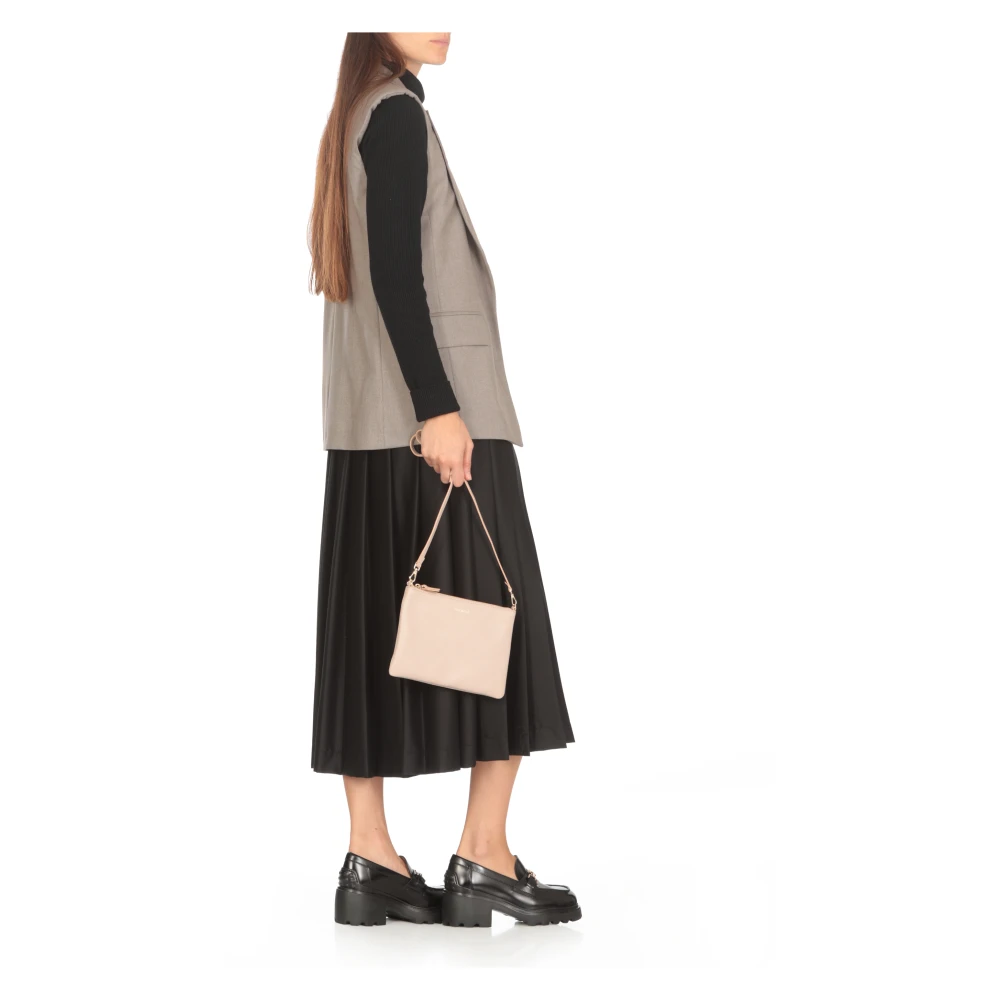 Coccinelle Roze Leren Pochette met Logo Pink Dames