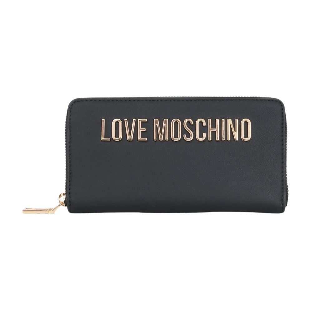 Love Moschino Zwarte portemonnee met gouden rits Black Dames