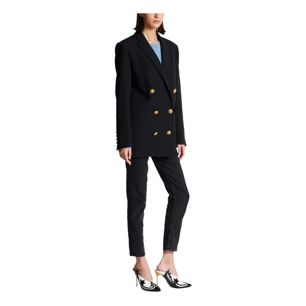 Balmain Wollen blazer met zes knopen Black Dames