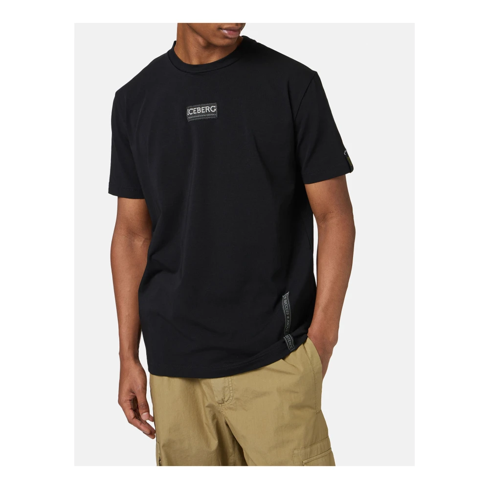 Iceberg Slim-fit zwart T-shirt van katoenen jersey Black Heren