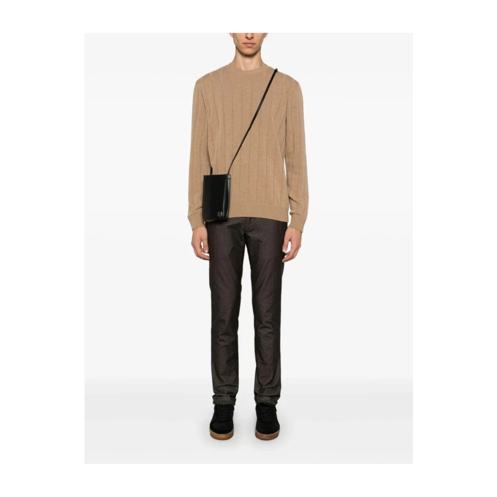 Zanone Bruine Sweater met Girocollo Hals Brown Heren