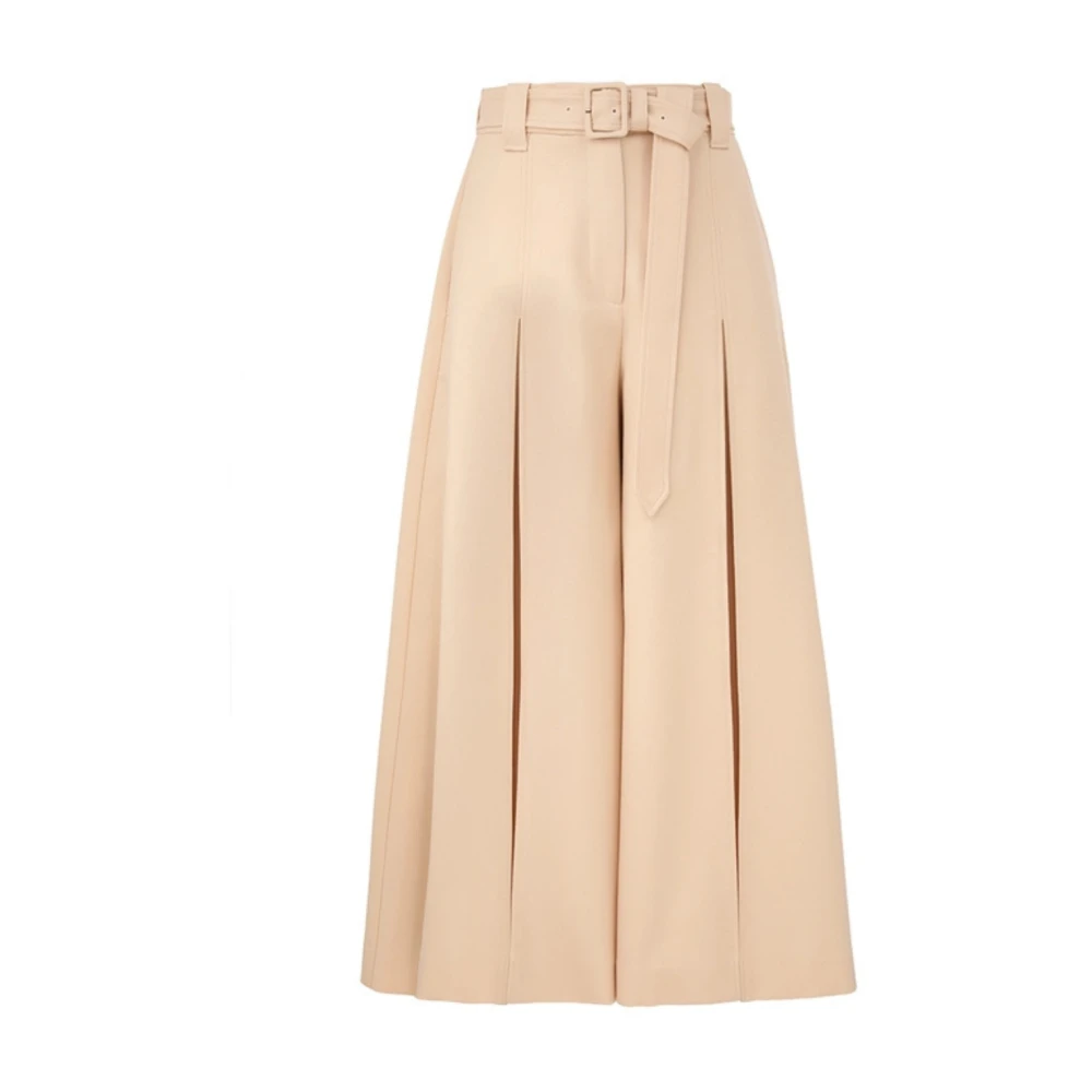 Zimmermann Women's Beige Wide Trousers, 2XS, Hypnotic Wool Culotte