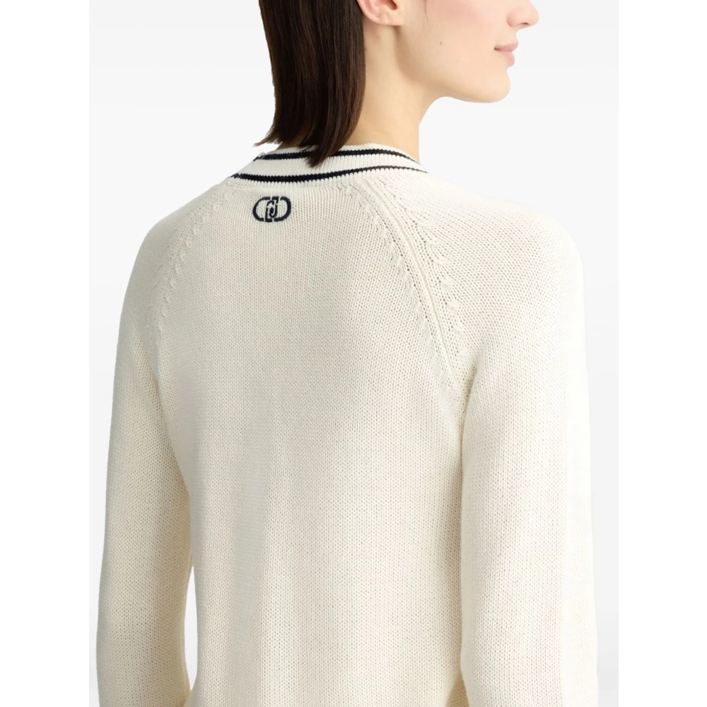 Liu Jo Wit Blauw Sweater Elegant Chic Stijl Beige Dames