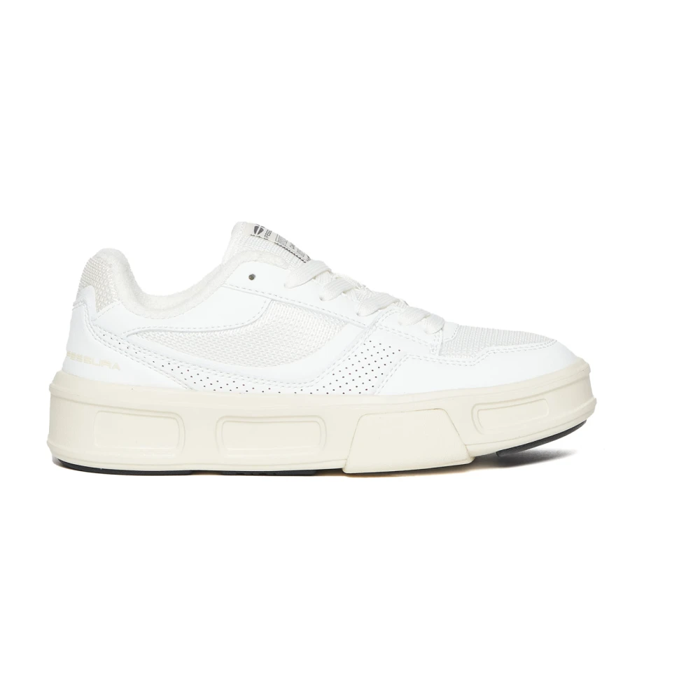 Fessura Witte leren en stoffen sneakers Dames Schoenen