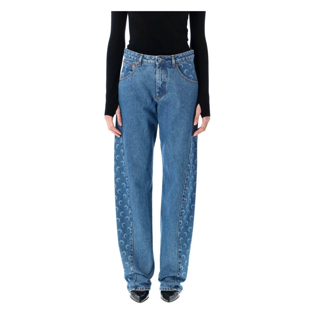 Marine Serre Lichtblauwe Moon Laser Denim Jeans Blue Dames