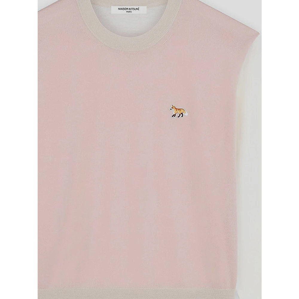 Maison Kitsuné Wol Vos Gebreid Pink Dames