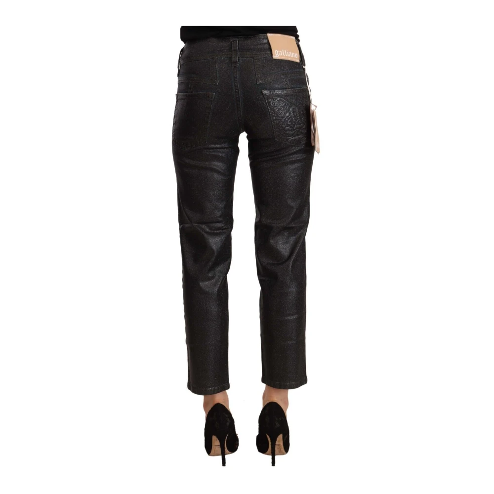 John Galliano Zwarte Glitterende Broek met Middelhoge Taille Black Dames