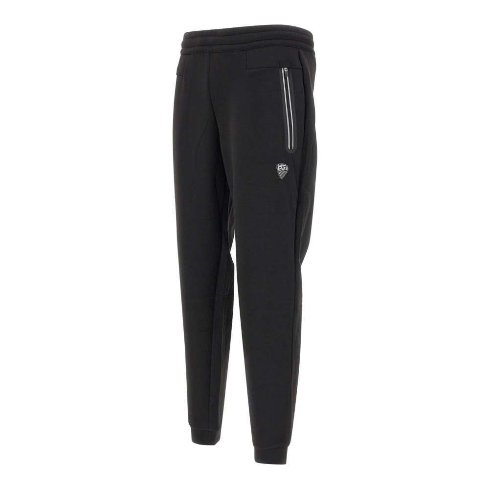 Emporio Armani EA7 Zwarte Viscose Blend Jogger Broek Black Heren