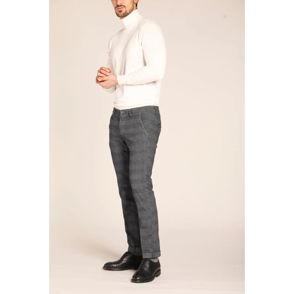 Mason's Slim Fit Katoenen Chino Broek met Chevron Patroon Gray Heren