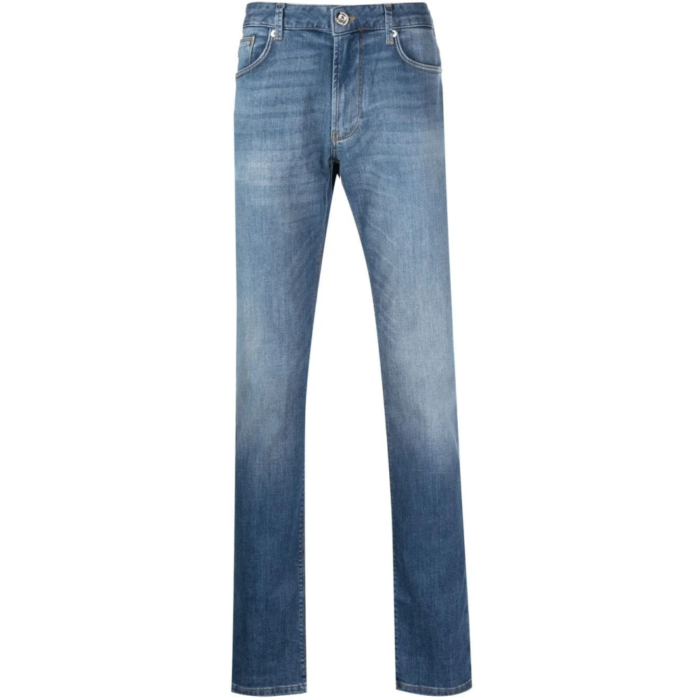 Emporio Armani Slim-fit Denim Jeans Uppgradera Klassisk 5-Ficka Blue, Herr