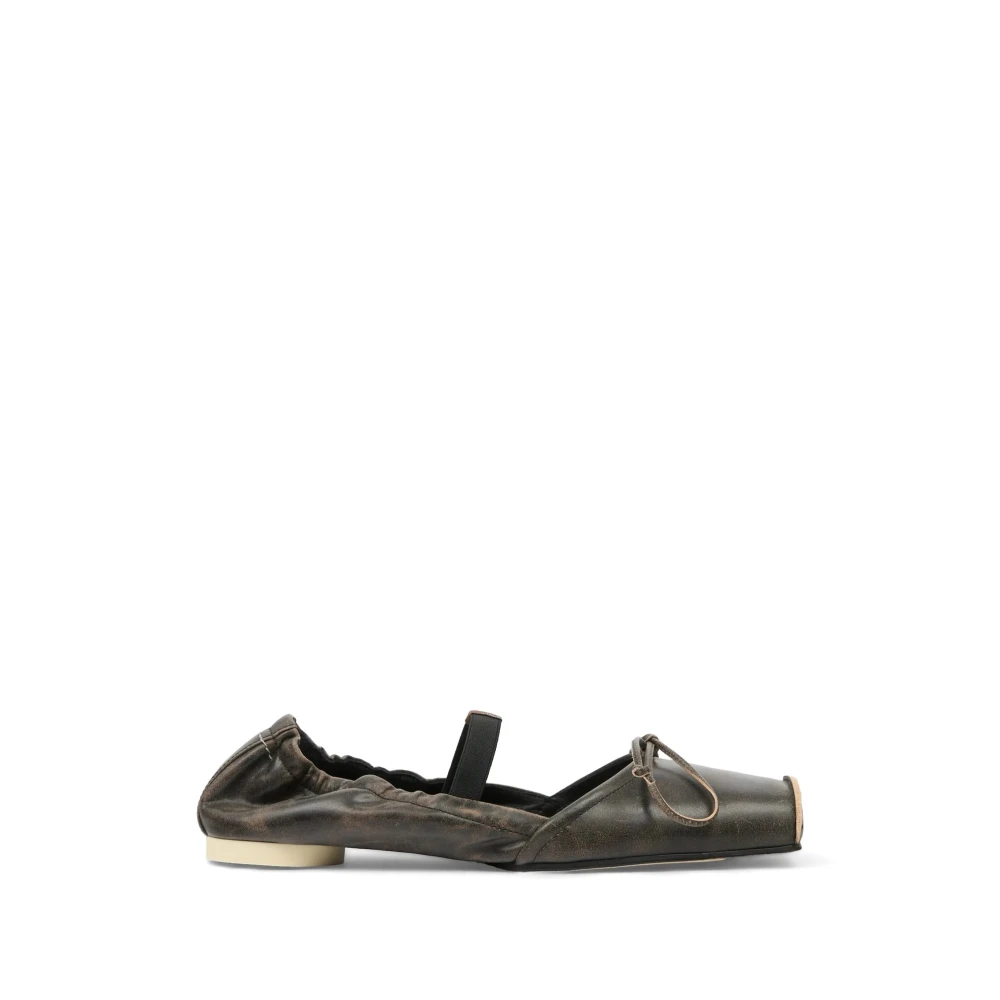 Mm6 Maison Margiela Ballerines En Cuir À Bout Carré Femme Chaussures Noir 37 Eu
