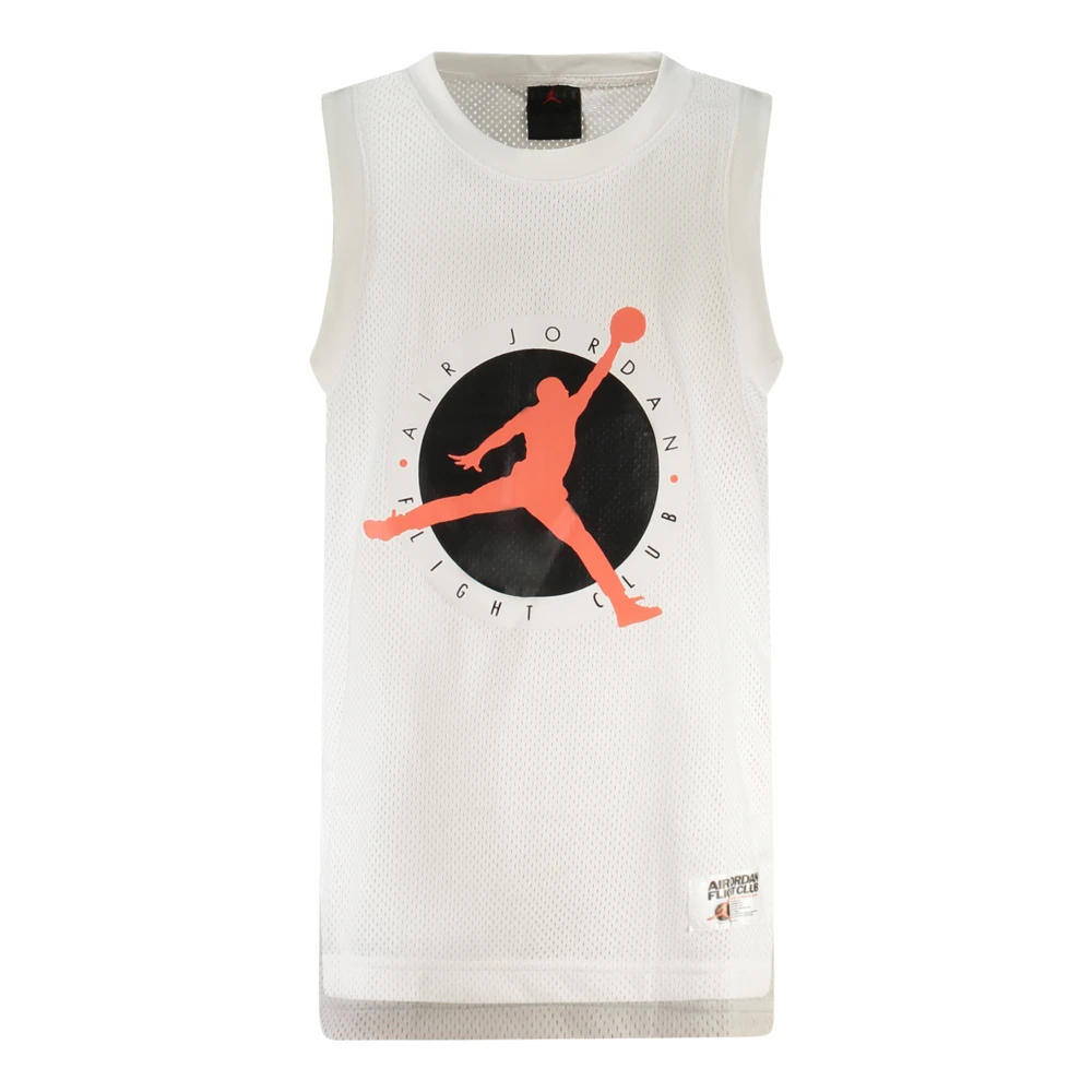 Jordan White Kids Sleeveless Tops, Unisex, 13 Y, Mj Flight Jersey Tank