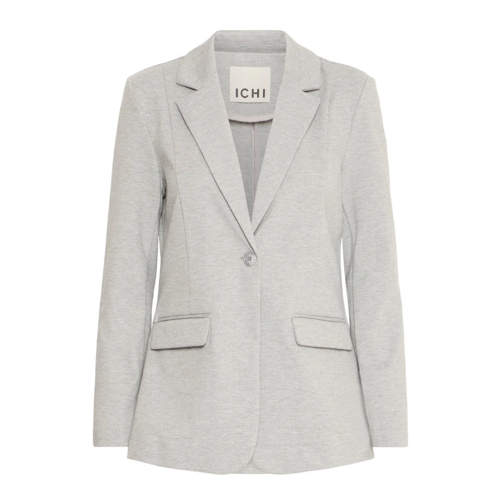 Ichi Women's Gray Blazers, 2XL, Grey Melange Blazer Jacket Long Sleeve