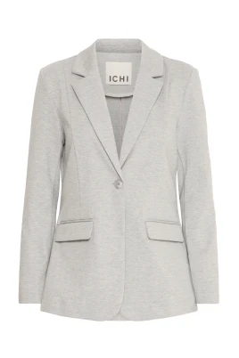 Grå Melange Blazer Jacka Lång Ärm