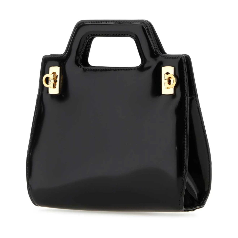 Salvatore Ferragamo Mini Zwarte Leren Handtas Black Dames