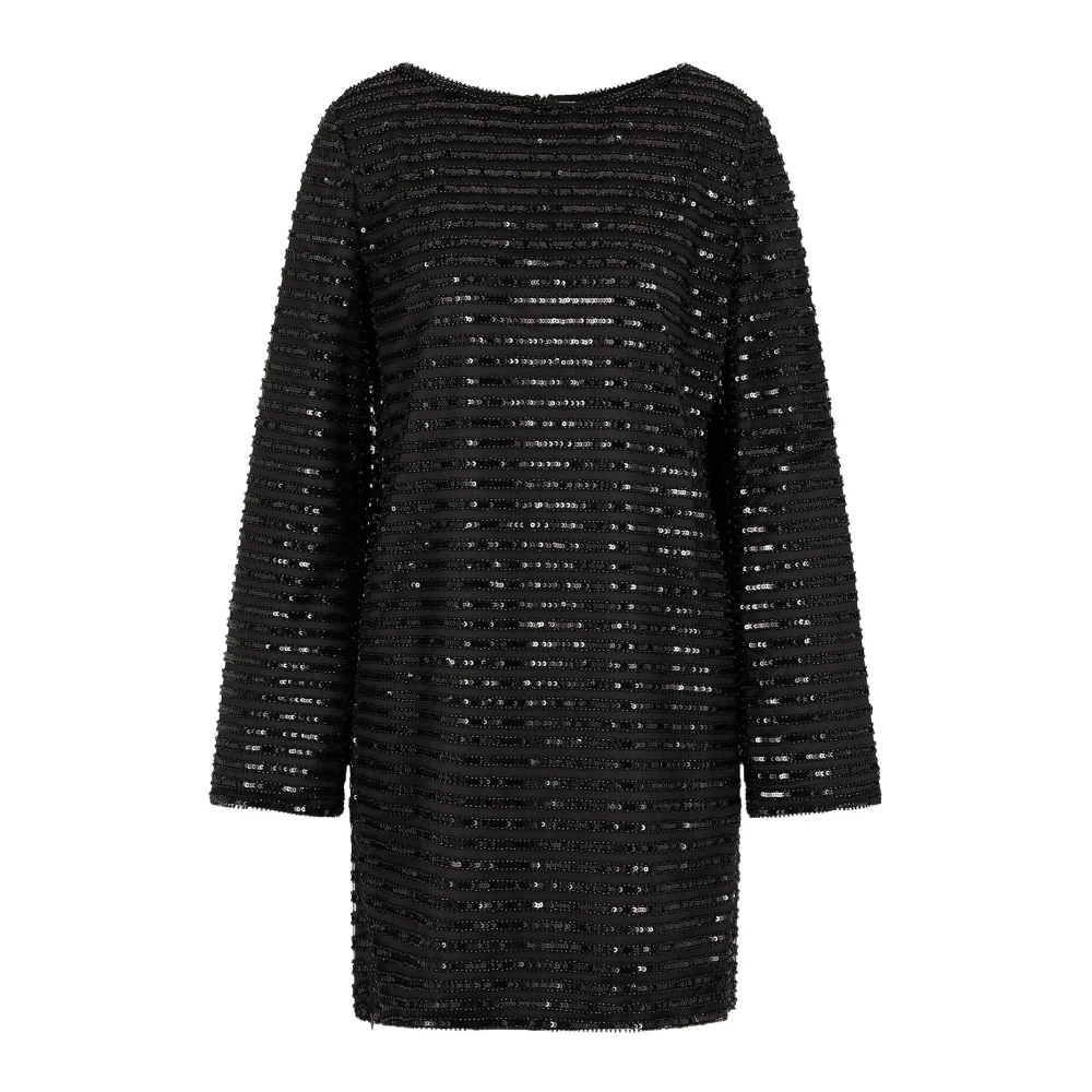 Emporio Armani Gestreepte pailletten boothalsjurk Black Dames