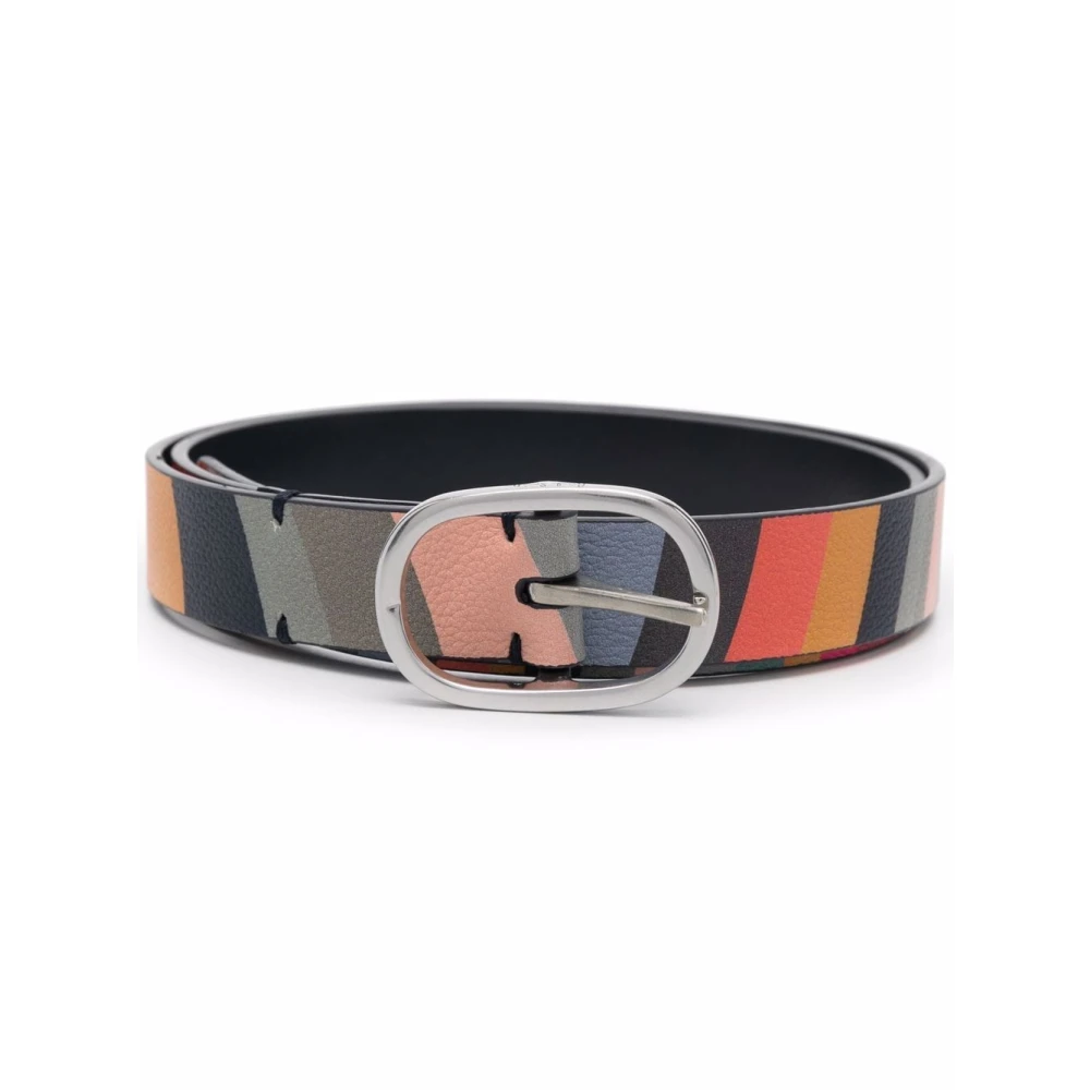 Paul Smith Gestreepte Smalle Leren Riem Multicolor Dames