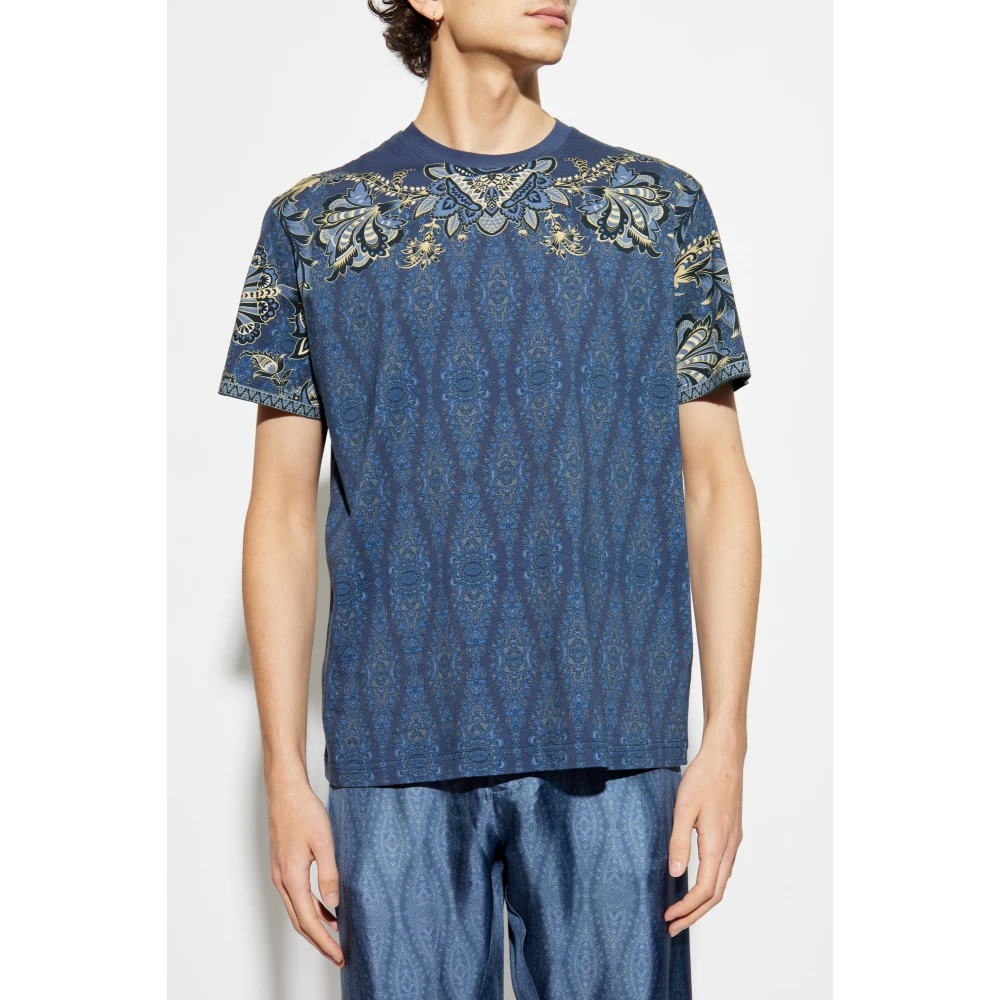 ETRO Katoenen T-shirt met decoratieve print Blue Heren