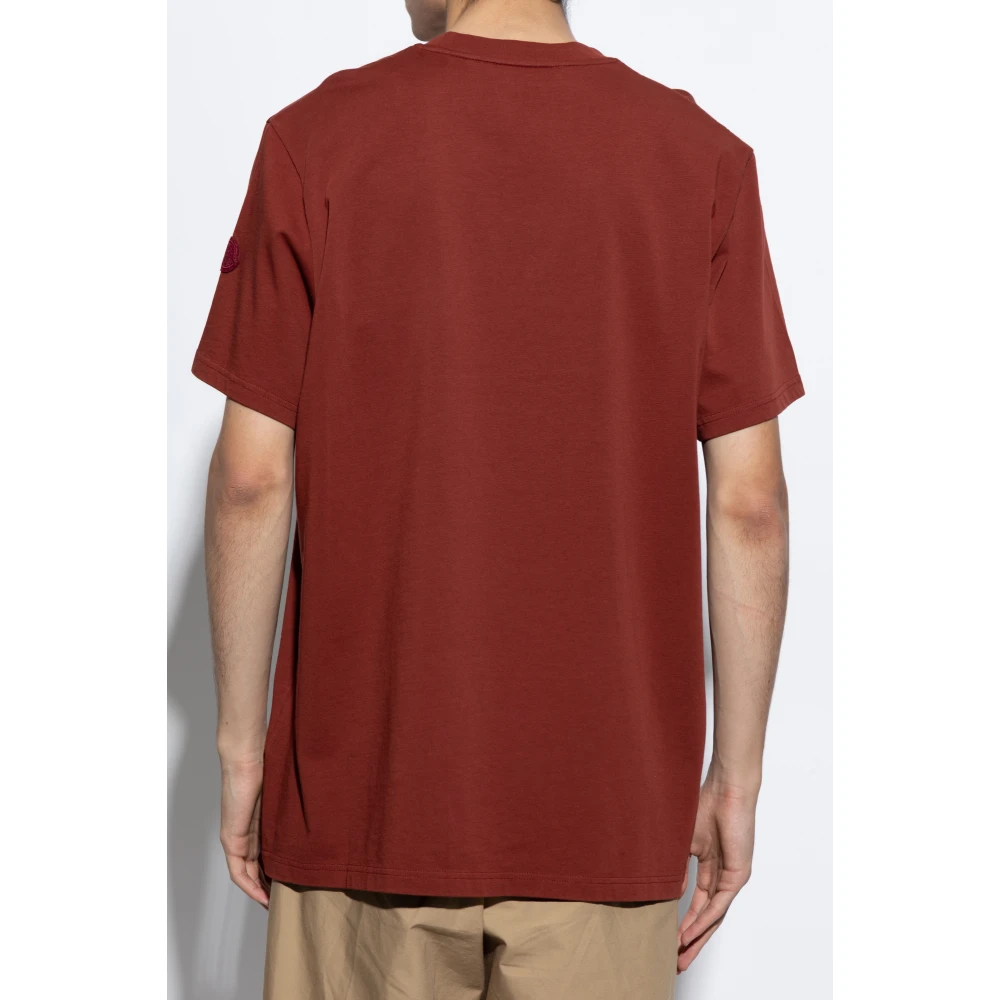 Moncler T-shirt met bedrukt logo Brown Heren