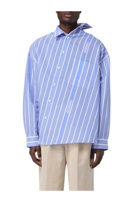 chemise-en-coton-rayee-bleue