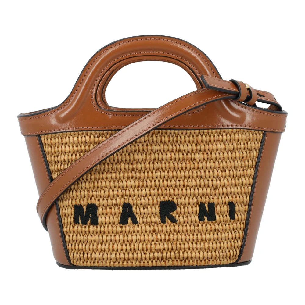Marni Raw Siena Tropicalia Micro Tas Brown Dames