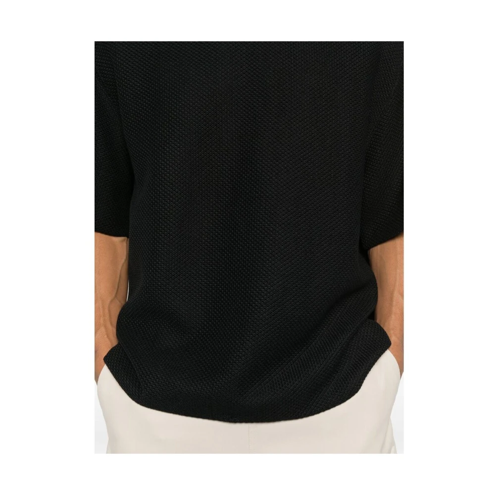 Jil Sander Zwarte Rits Crew Neck T-shirt Black Heren