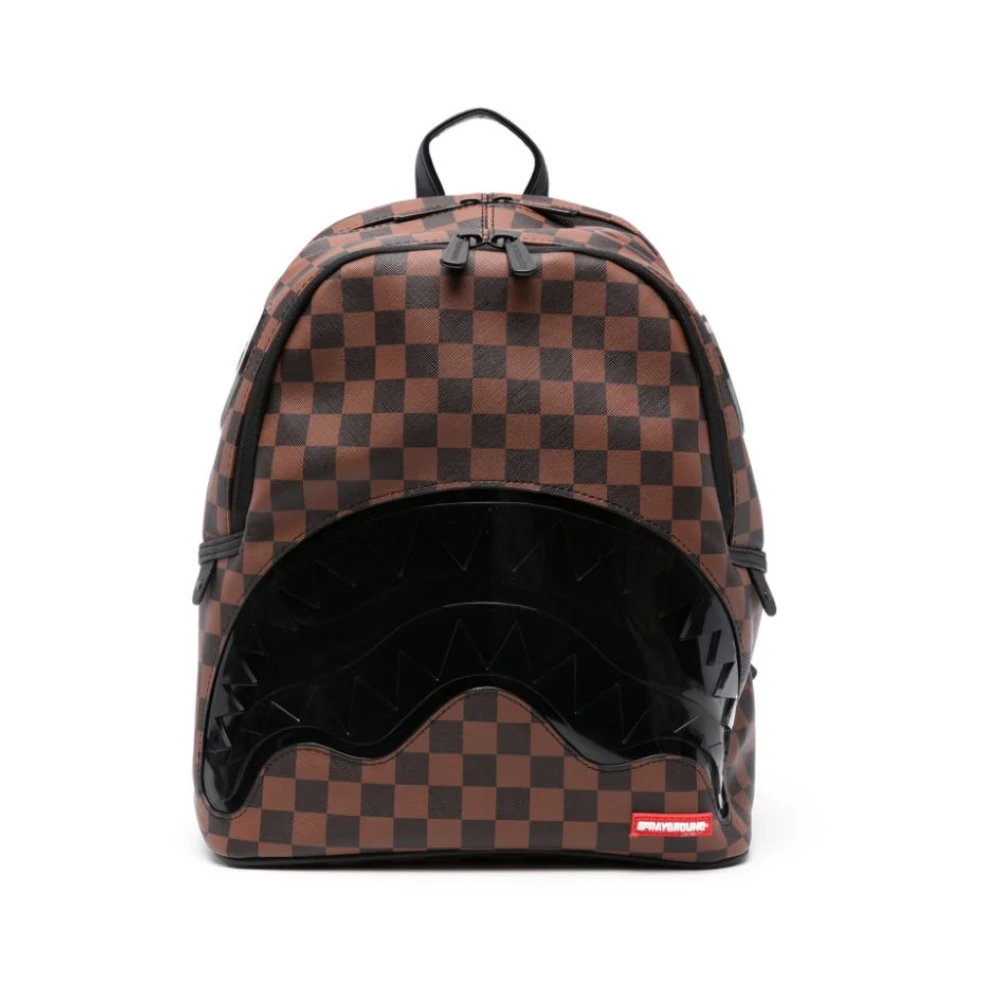 Sprayground Bruin Geruit Patroon Rugzak Beperkte Oplage Brown Heren