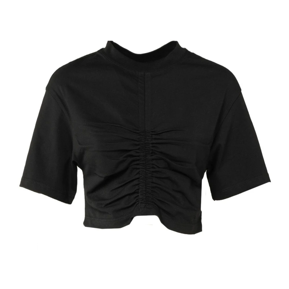 Semicouture Zwarte Gerimpelde Katoenen T-shirt Black Dames