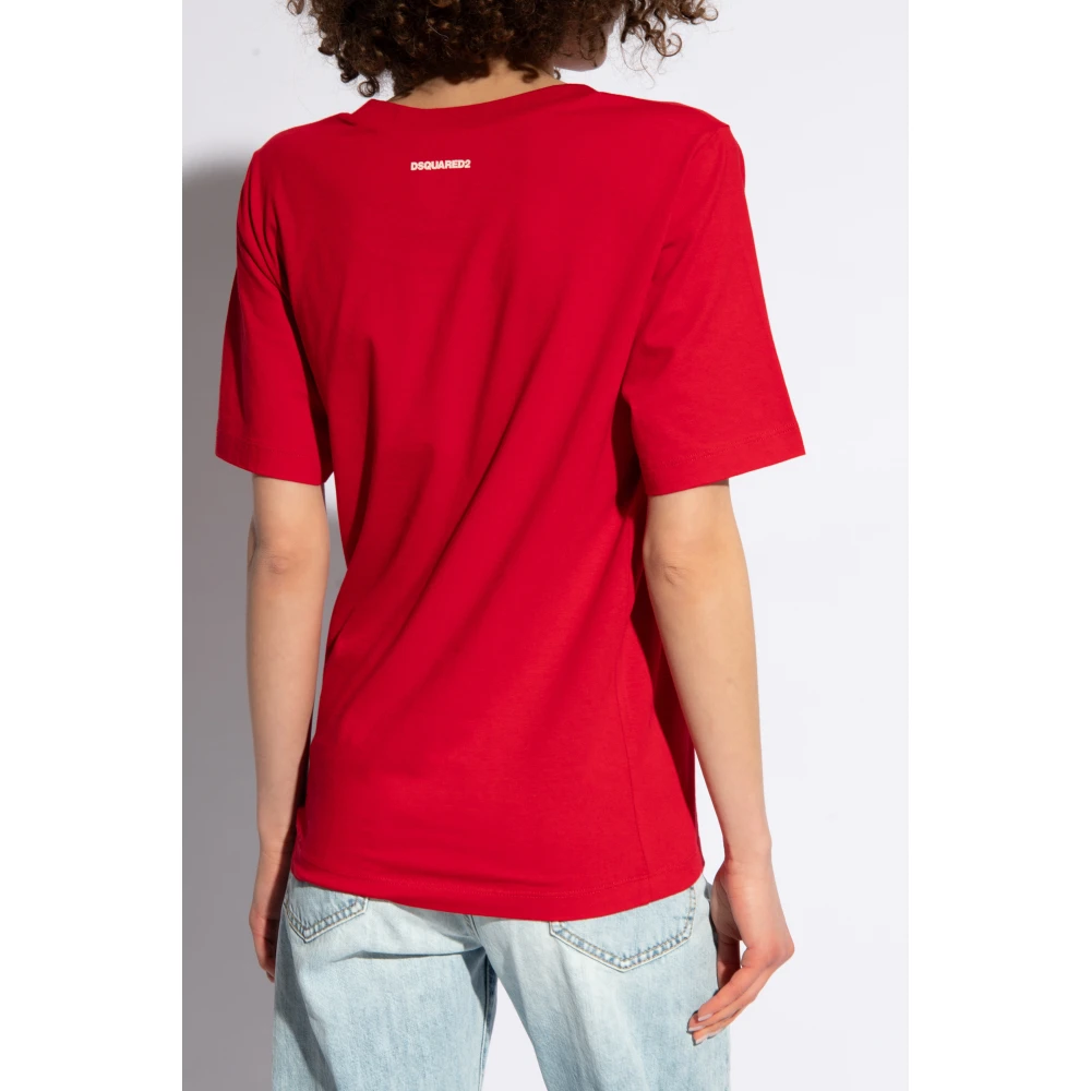 Dsquared2 Bedrukt T-shirt Red Dames