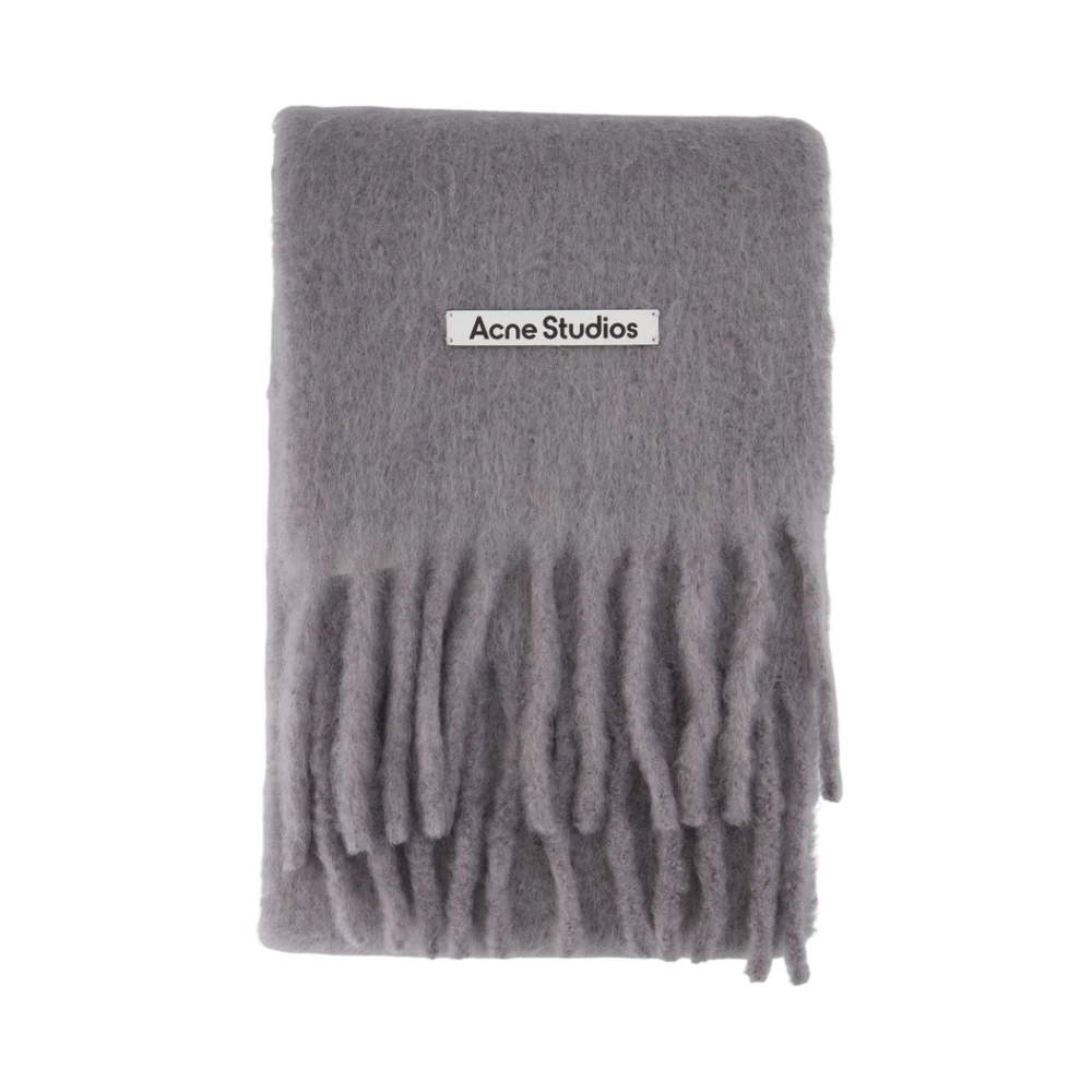Acne Studios Unisex Gray Mohair Logo Scarf