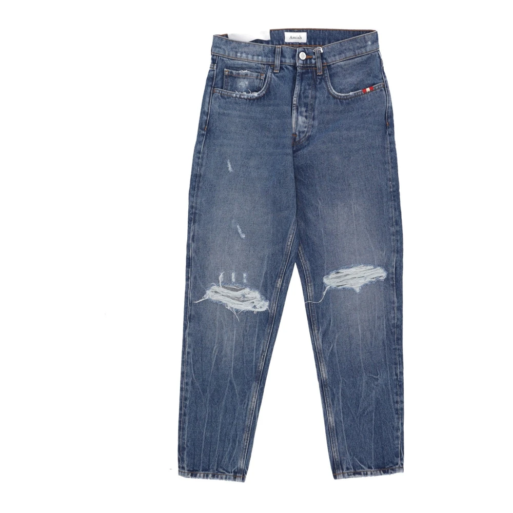 Amish Heren Denim Jeans Slim Fit Blue Heren