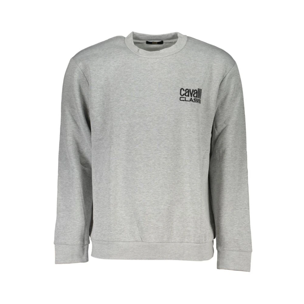 Cavalli Class Grijs Geborduurd Sweatshirt Stijlvol Luxe Gray Heren
