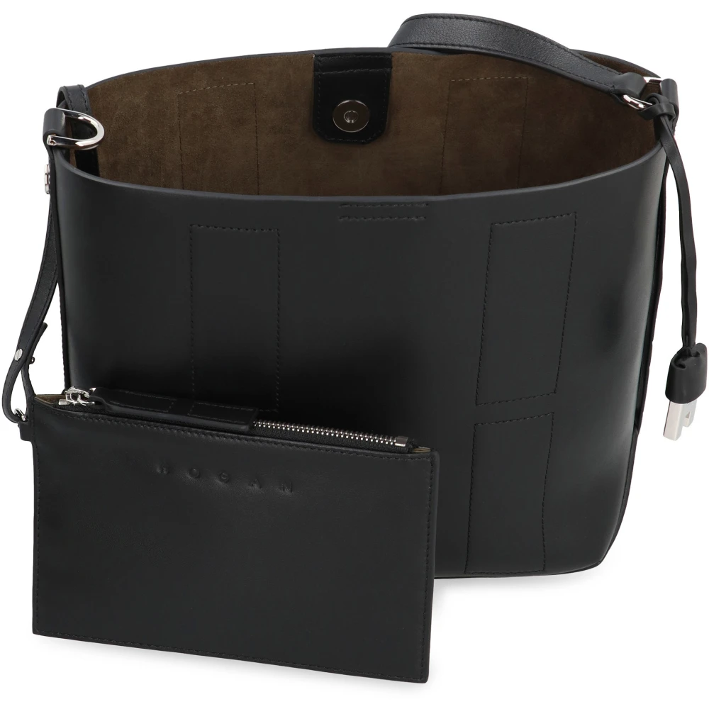 Hogan Stijlvolle leren hobo tas Black Dames