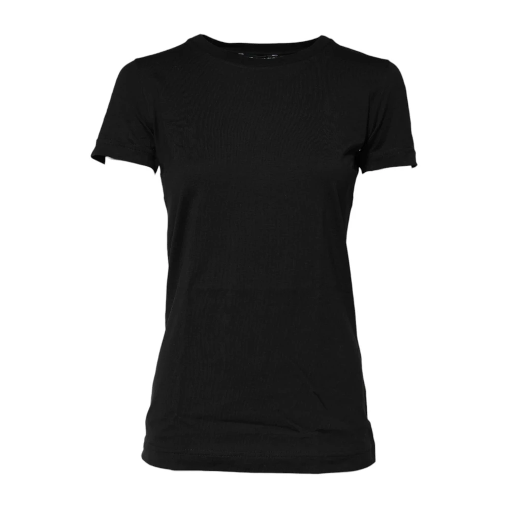 Dolce & Gabbana Women's Black Cotton Crew Neck T-Shirt