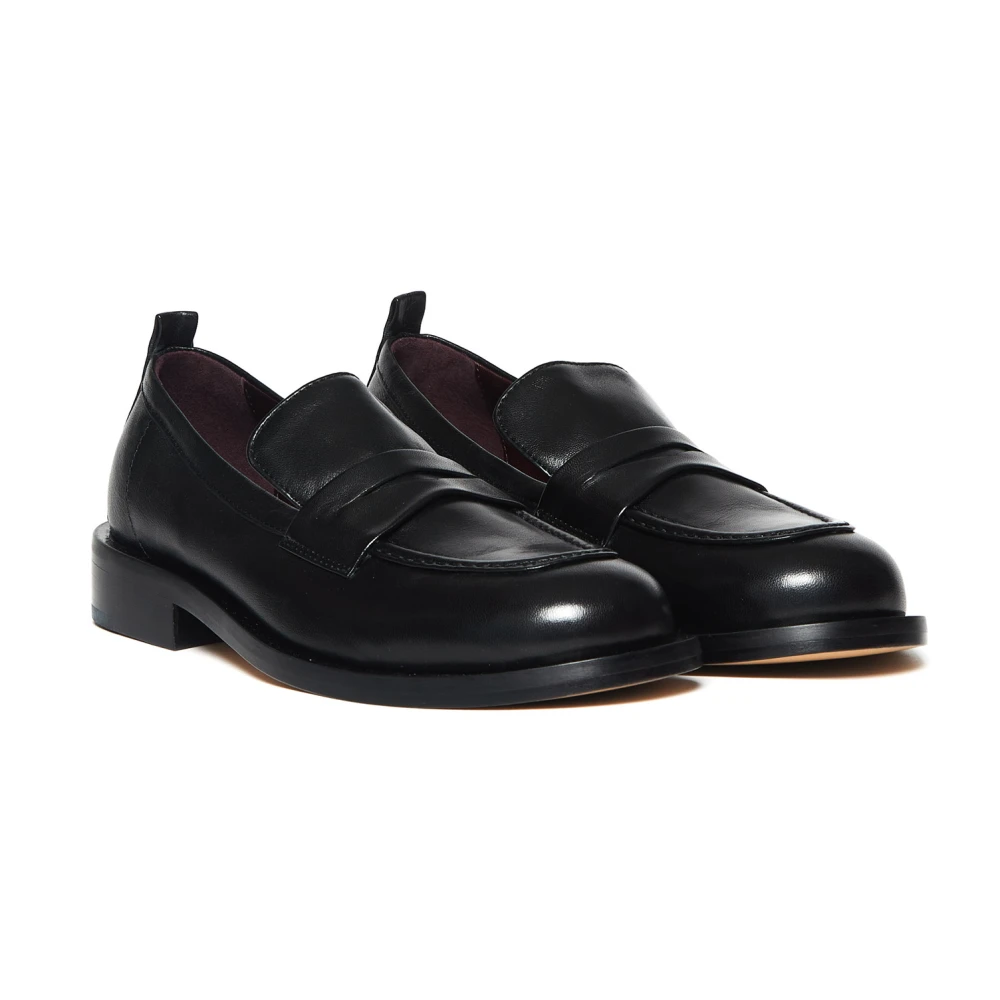 Pomme D'or Zwarte leren mocassin schoen Black Dames