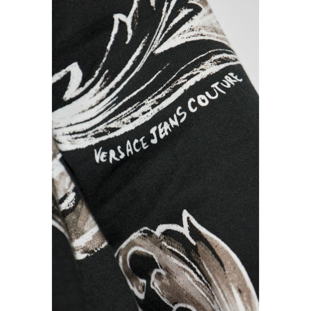 Versace Jeans Couture Sweatshirt met Outline Barocco print Black Heren