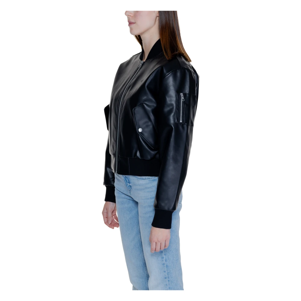 Calvin Klein Jeans Imitatie Leren Bomberjack Vrouwen Black Dames