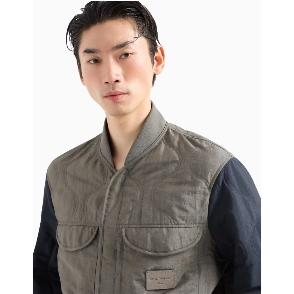 Emporio Armani Gewatteerde Bomberjack Grijs Gray Heren