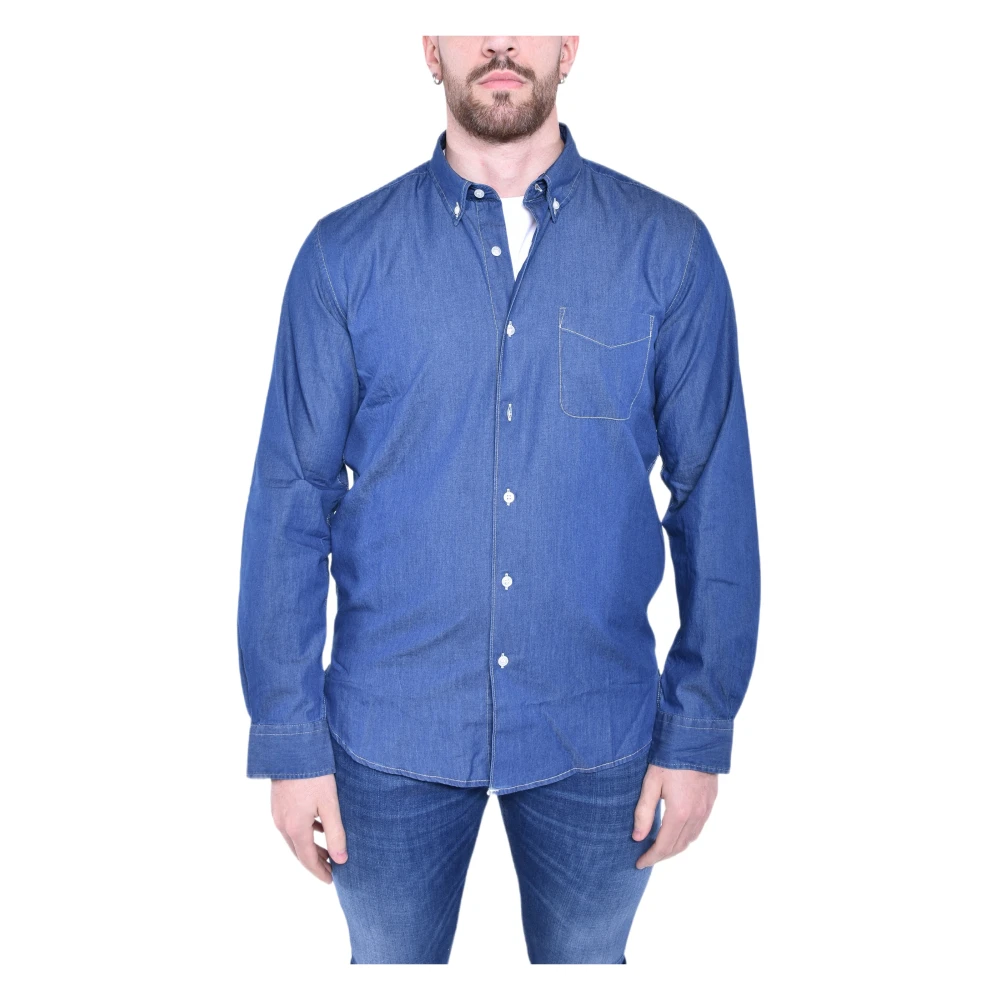 Woolrich Bleached Indigo Klassieke Shirt Blue