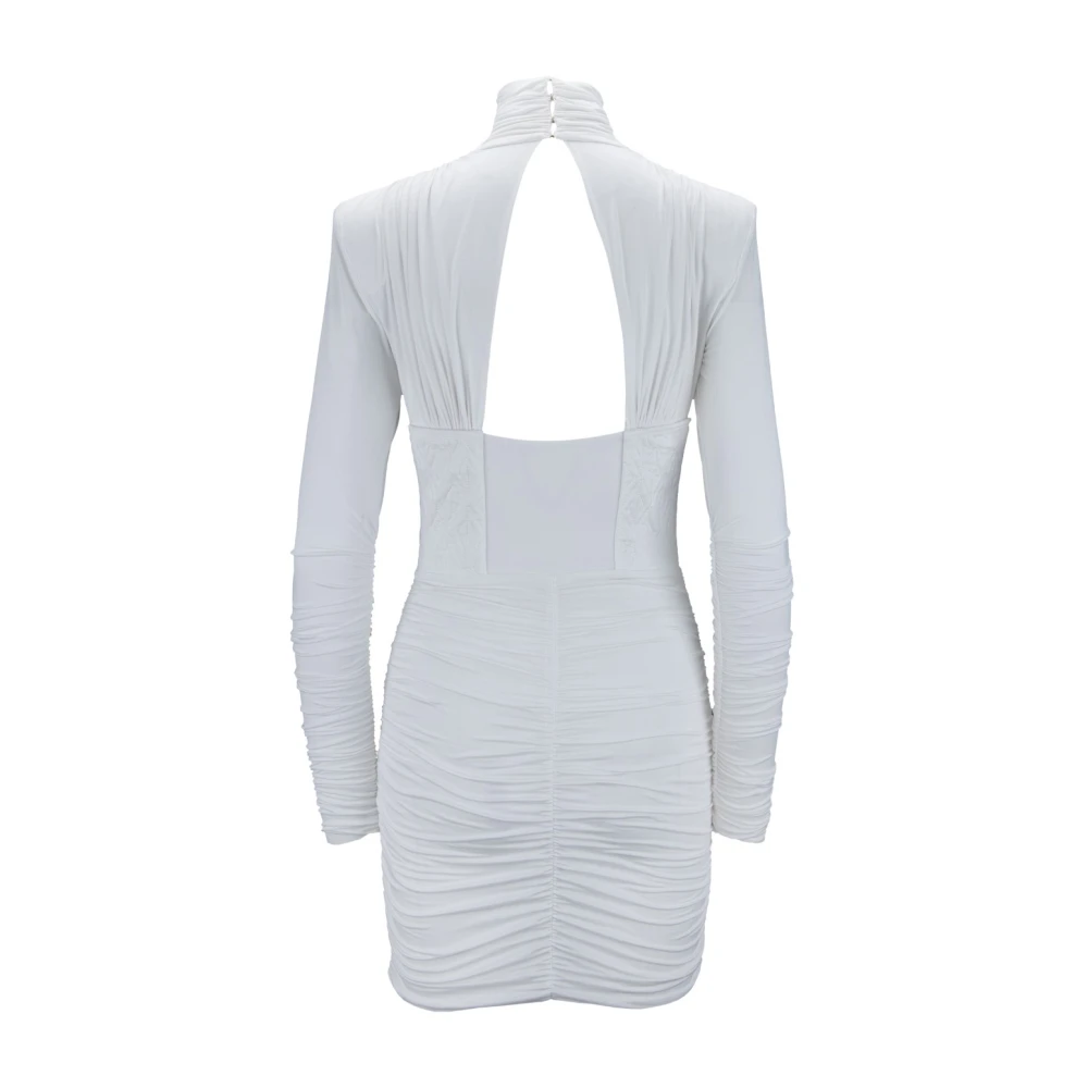 Elisabetta Franchi Korte Jurk met Hoge Kraag White Dames