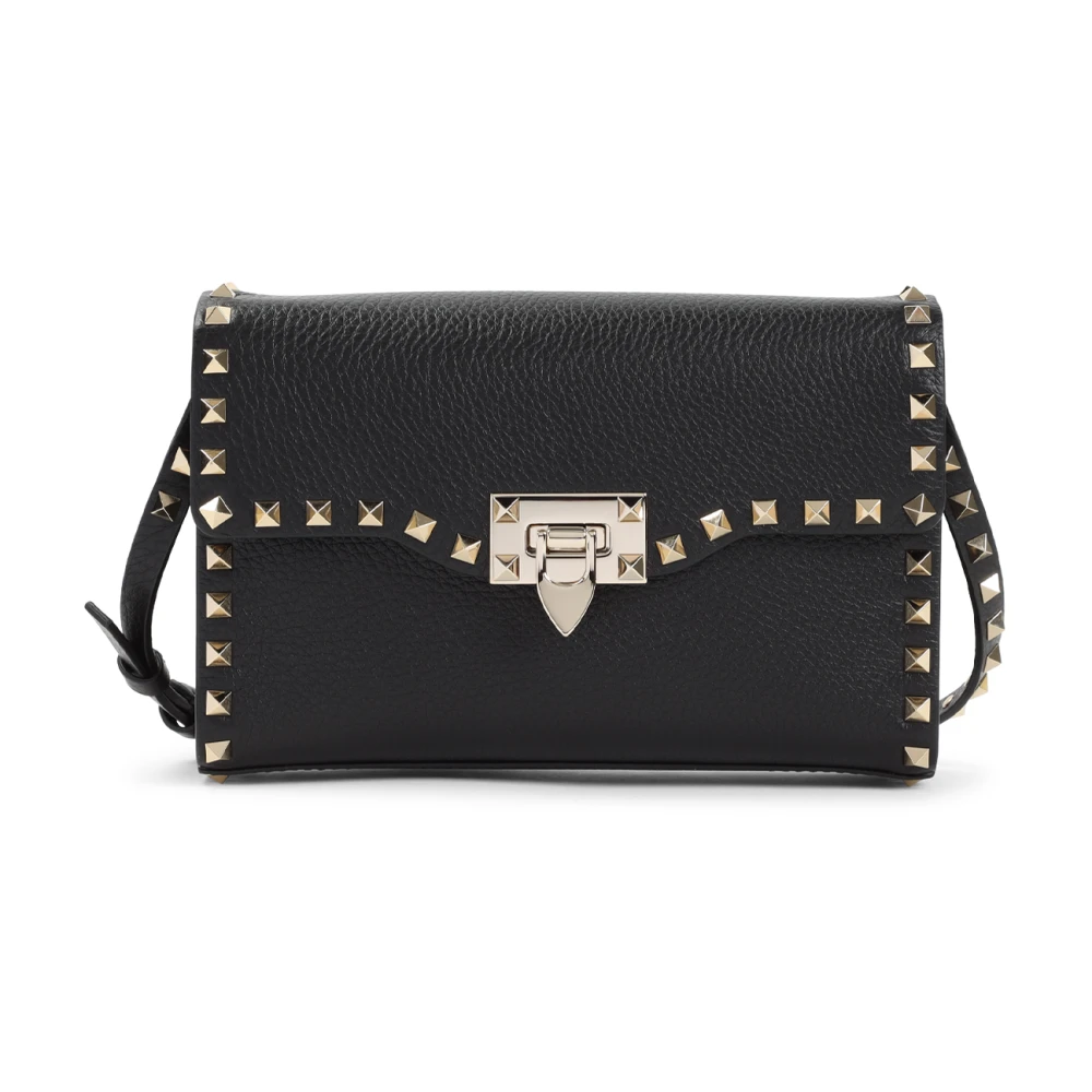 Valentino Garavani , Shoulder Bags, Female, Black, One Size, Black Leather Shoulder Bag