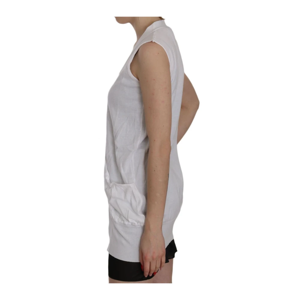 Pink Memories Witte Mouwloze Vest V-Hals Casual White Dames