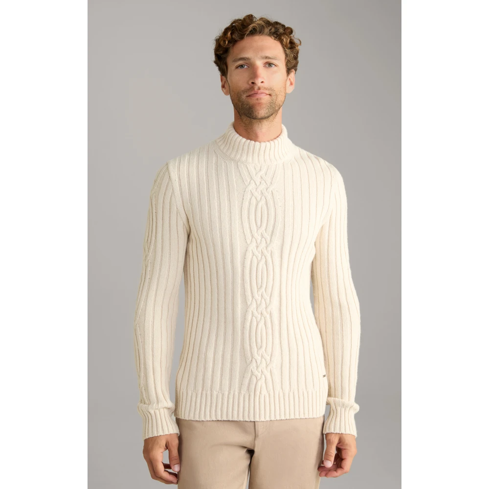 Joop! Heren Gebreide Trui met Verticaal Patroon Beige Heren